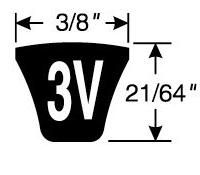 3/8 Height Gates 6961 PoweRated V-Belt 5L Section 61.0 Belt Outside Circumference 21/32 Width 3/8 Height 61.0 Belt Outside Circumference 21/32 Width